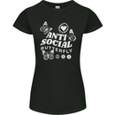 Antisocial Butterfly Funny Womens Petite Cut T-Shirt Black