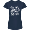 Antisocial Butterfly Funny Womens Petite Cut T-Shirt Navy Blue
