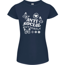 Antisocial Butterfly Funny Womens Petite Cut T-Shirt Navy Blue