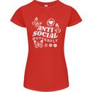 Antisocial Butterfly Funny Womens Petite Cut T-Shirt Red