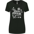 Antisocial Butterfly Funny Womens Wider Cut T-Shirt Black