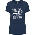 Antisocial Butterfly Funny Womens Wider Cut T-Shirt Navy Blue