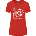 Antisocial Butterfly Funny Womens Wider Cut T-Shirt Red