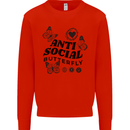 Antisocial Butterfly Kids Sweatshirt Jumper Bright Red