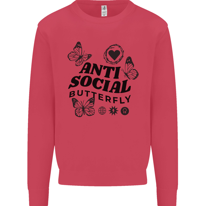Antisocial Butterfly Kids Sweatshirt Jumper Heliconia