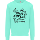 Antisocial Butterfly Kids Sweatshirt Jumper Peppermint