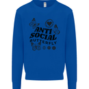 Antisocial Butterfly Kids Sweatshirt Jumper Royal Blue