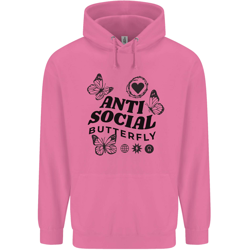 Antisocial Butterfly Mens 80% Cotton Hoodie Azelea