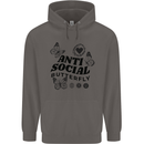 Antisocial Butterfly Mens 80% Cotton Hoodie Charcoal