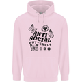 Antisocial Butterfly Mens 80% Cotton Hoodie Light Pink