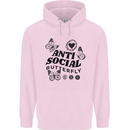 Antisocial Butterfly Mens 80% Cotton Hoodie Light Pink