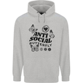 Antisocial Butterfly Mens 80% Cotton Hoodie Sports Grey