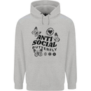 Antisocial Butterfly Mens 80% Cotton Hoodie Sports Grey