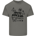 Antisocial Butterfly Mens Cotton T-Shirt Tee Top Charcoal