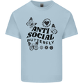 Antisocial Butterfly Mens Cotton T-Shirt Tee Top Light Blue