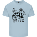 Antisocial Butterfly Mens Cotton T-Shirt Tee Top Light Blue