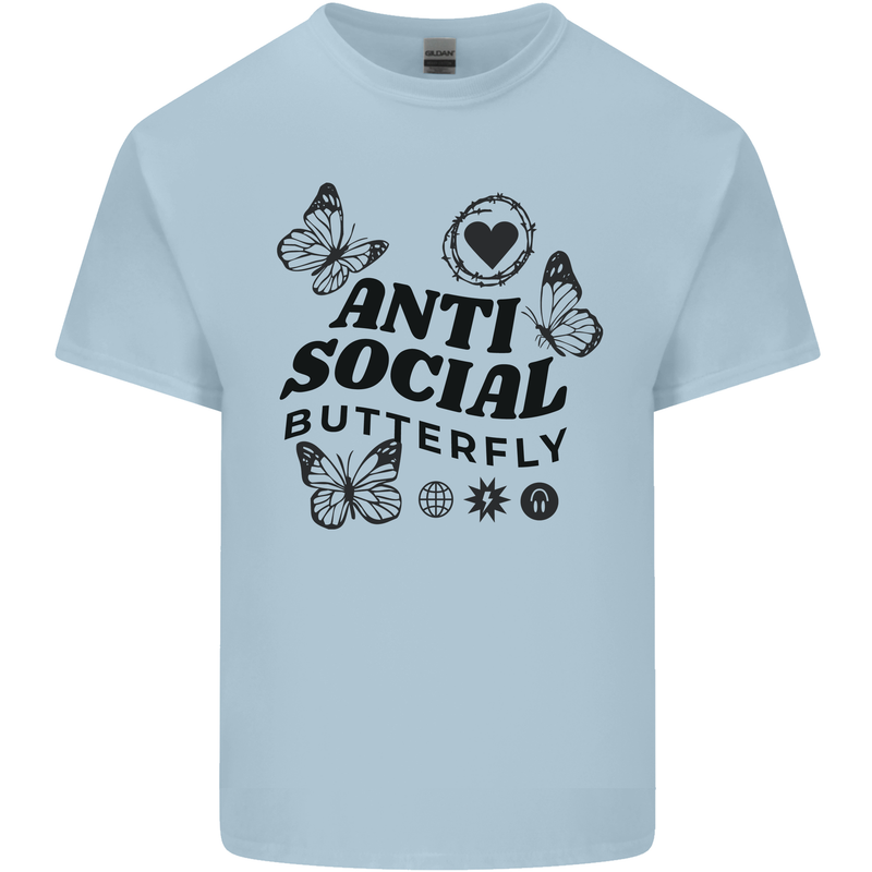 Antisocial Butterfly Mens Cotton T-Shirt Tee Top Light Blue