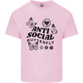 Antisocial Butterfly Mens Cotton T-Shirt Tee Top Light Pink