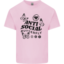 Antisocial Butterfly Mens Cotton T-Shirt Tee Top Light Pink