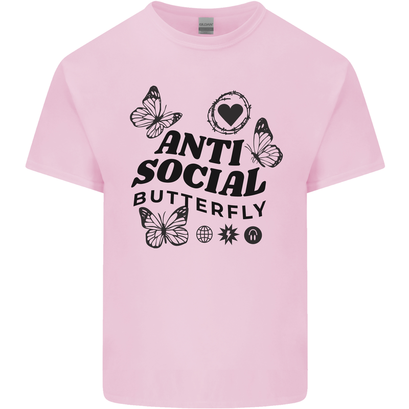 Antisocial Butterfly Mens Cotton T-Shirt Tee Top Light Pink
