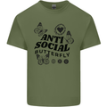 Antisocial Butterfly Mens Cotton T-Shirt Tee Top Military Green