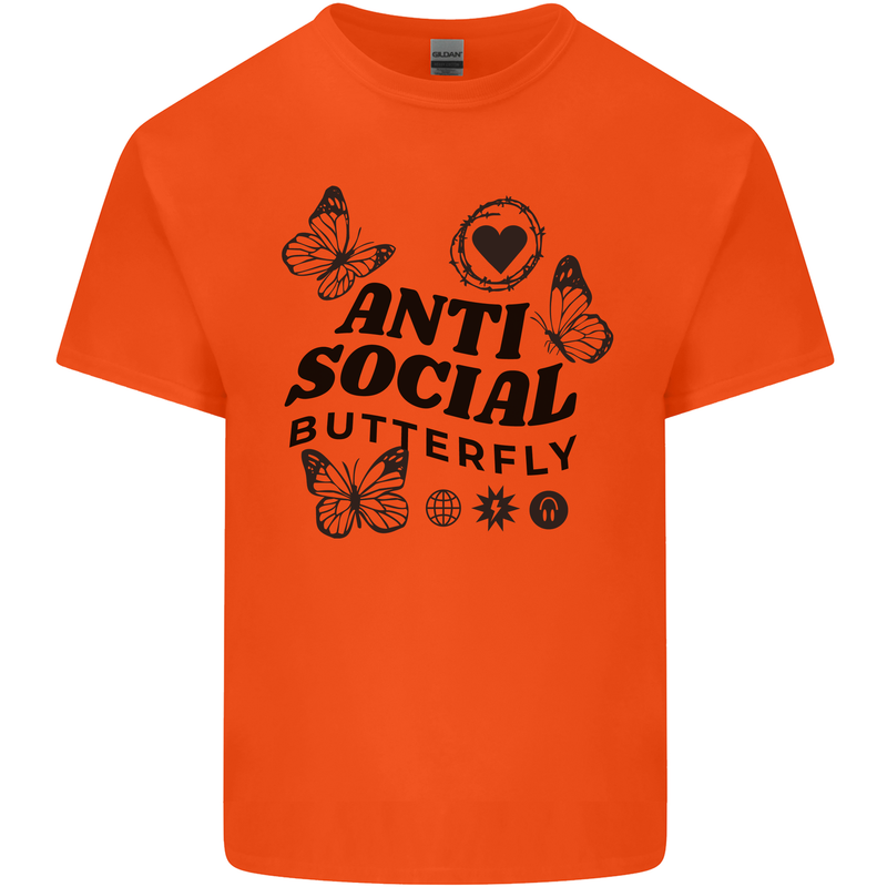 Antisocial Butterfly Mens Cotton T-Shirt Tee Top Orange