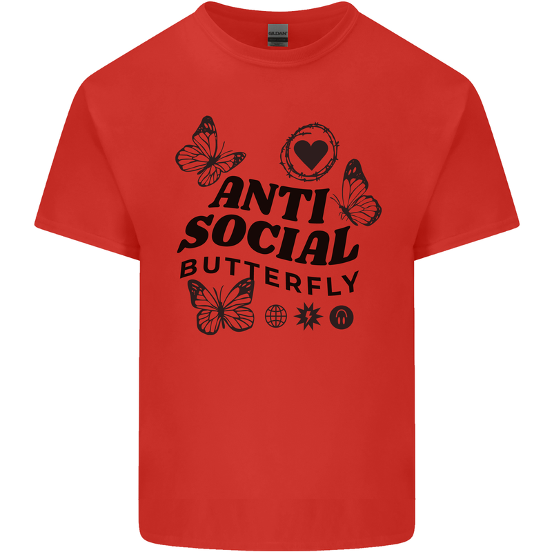 Antisocial Butterfly Mens Cotton T-Shirt Tee Top Red
