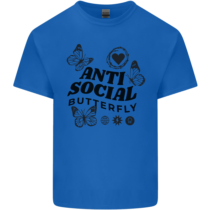 Antisocial Butterfly Mens Cotton T-Shirt Tee Top Royal Blue