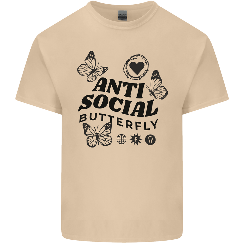 Antisocial Butterfly Mens Cotton T-Shirt Tee Top Sand