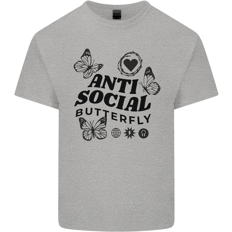 Antisocial Butterfly Mens Cotton T-Shirt Tee Top Sports Grey