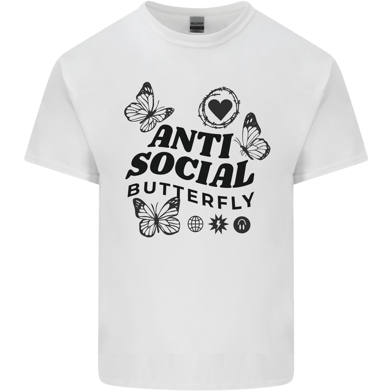 Antisocial Butterfly Mens Cotton T-Shirt Tee Top White