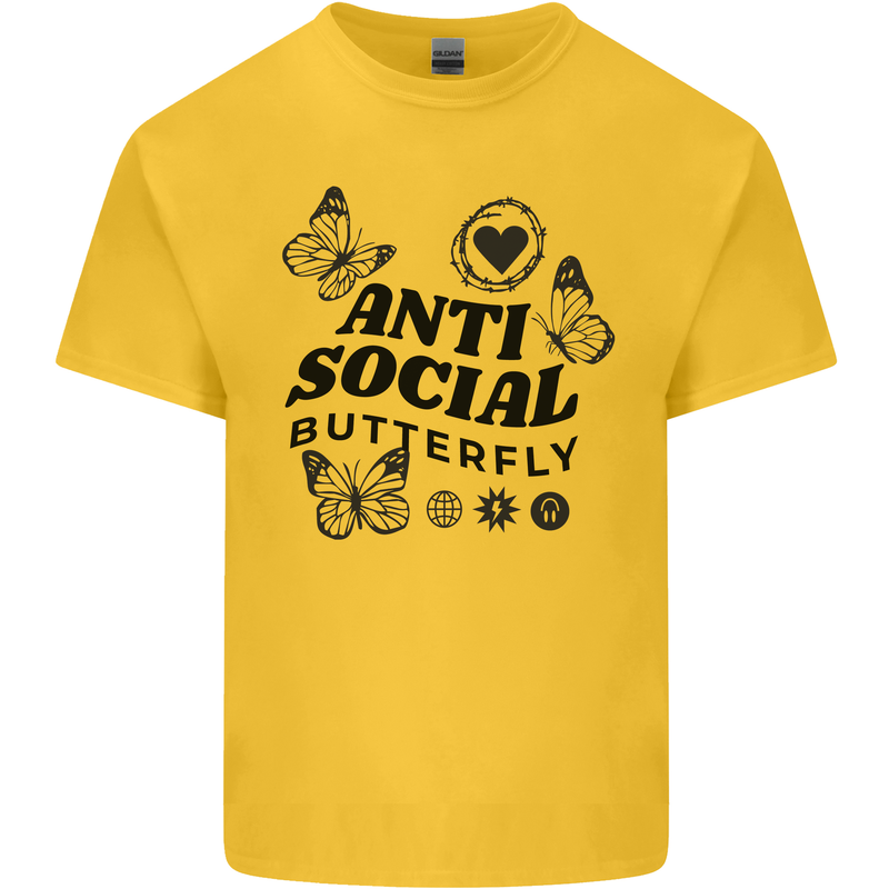 Antisocial Butterfly Mens Cotton T-Shirt Tee Top Yellow