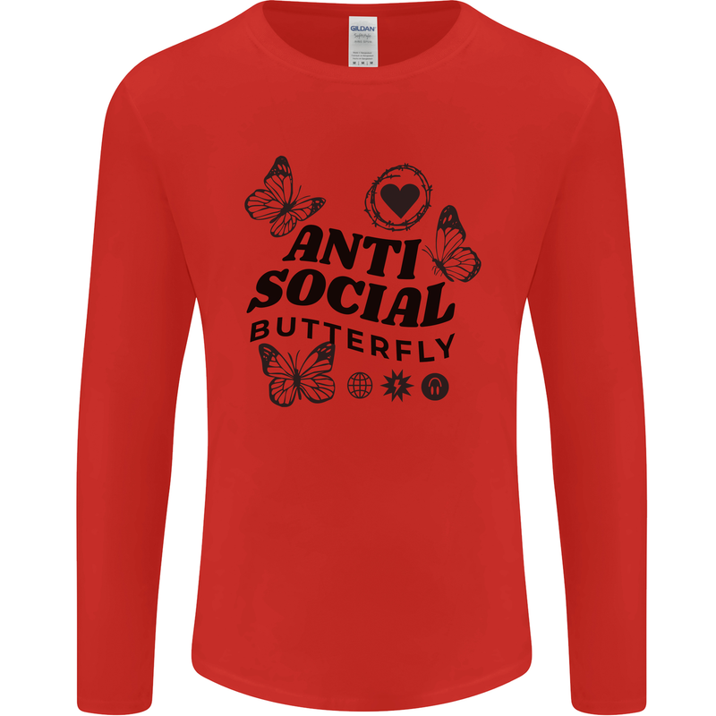 Antisocial Butterfly Mens Long Sleeve T-Shirt Red