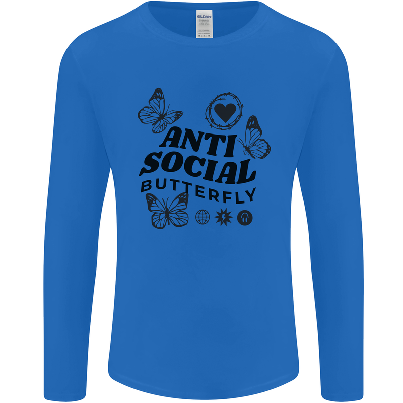 Antisocial Butterfly Mens Long Sleeve T-Shirt Royal Blue