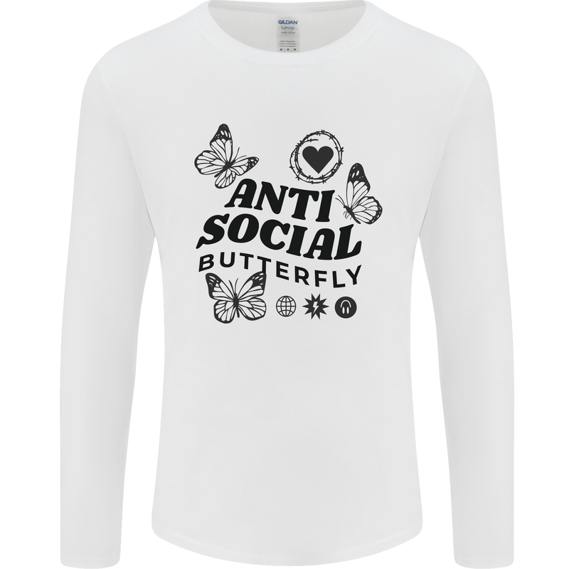 Antisocial Butterfly Mens Long Sleeve T-Shirt White