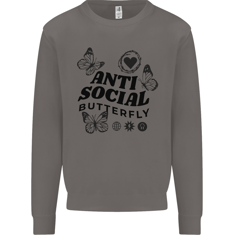 Antisocial Butterfly Mens Sweatshirt Jumper Charcoal