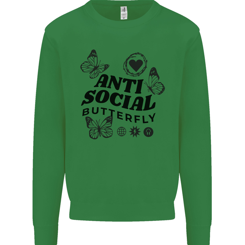 Antisocial Butterfly Mens Sweatshirt Jumper Irish Green