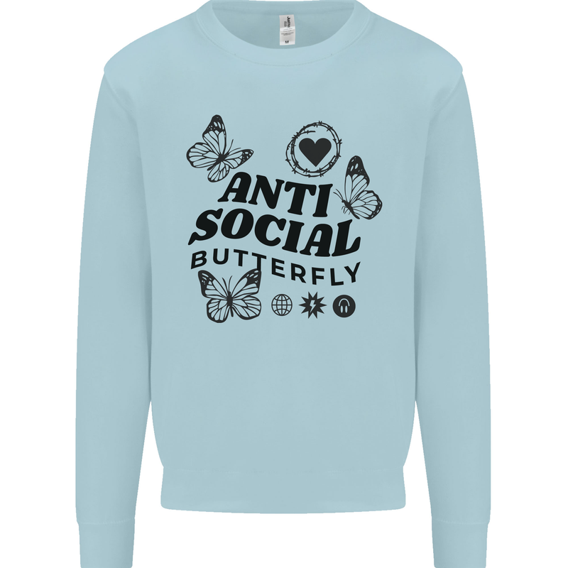 Antisocial Butterfly Mens Sweatshirt Jumper Light Blue