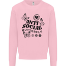 Antisocial Butterfly Mens Sweatshirt Jumper Light Pink