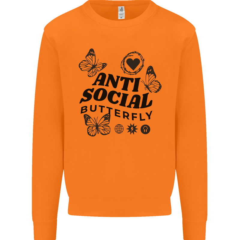 Antisocial Butterfly Mens Sweatshirt Jumper Orange