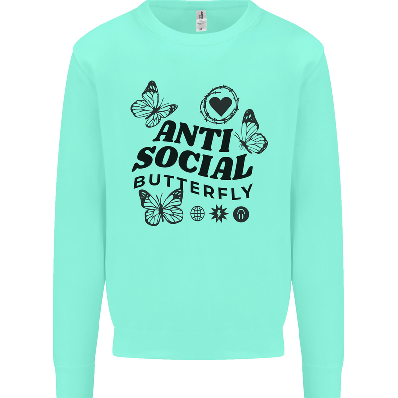 Antisocial Butterfly Mens Sweatshirt Jumper Peppermint