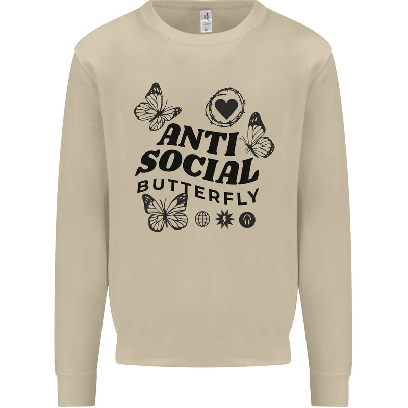 Antisocial Butterfly Mens Sweatshirt Jumper Sand