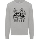 Antisocial Butterfly Mens Sweatshirt Jumper Sports Grey