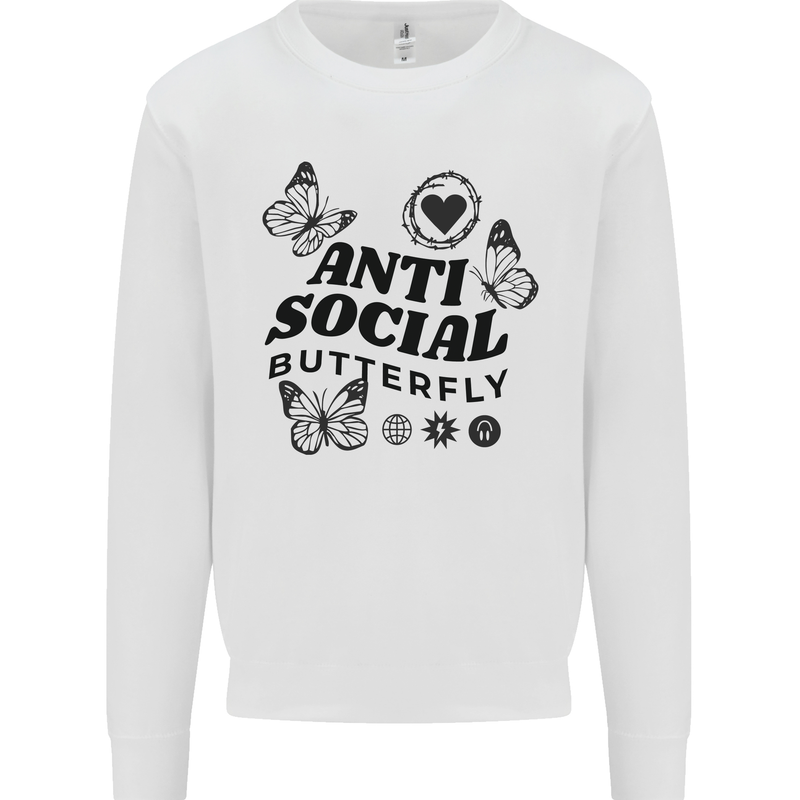 Antisocial Butterfly Mens Sweatshirt Jumper White