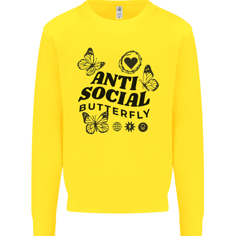 Antisocial Butterfly Mens Sweatshirt Jumper Yellow