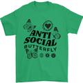 Antisocial Butterfly Mens T-Shirt 100% Cotton Irish Green