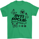 Antisocial Butterfly Mens T-Shirt 100% Cotton Irish Green