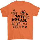 Antisocial Butterfly Mens T-Shirt 100% Cotton Orange