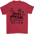 Antisocial Butterfly Mens T-Shirt 100% Cotton Red