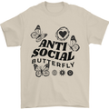 Antisocial Butterfly Mens T-Shirt 100% Cotton Sand
